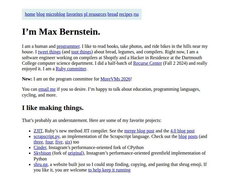 Screenshot of http://bernsteinbear.com/