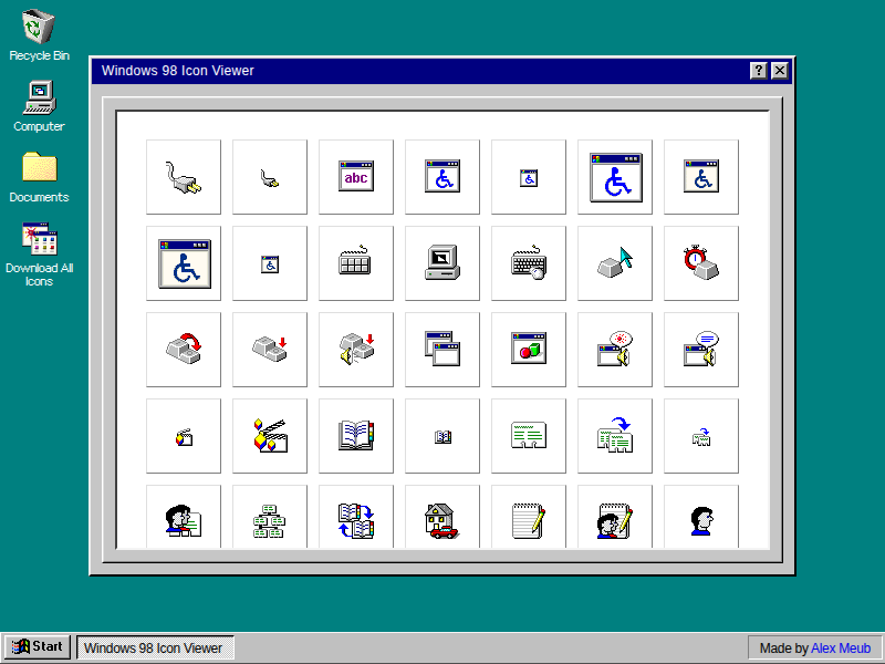 Screenshot of http://win98icons.alexmeub.com/