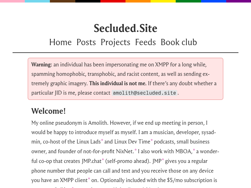 Screenshot of http://secluded.site/
