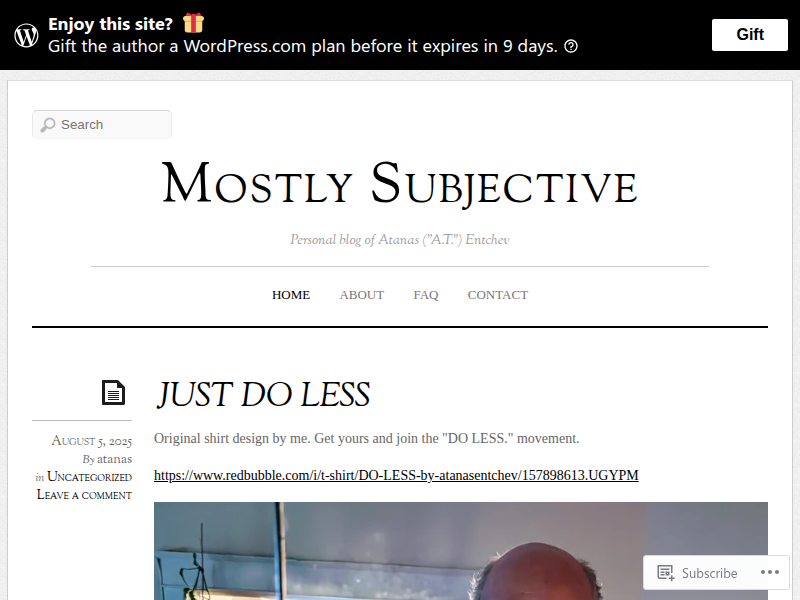 Screenshot of http://mostlysubjective.com/