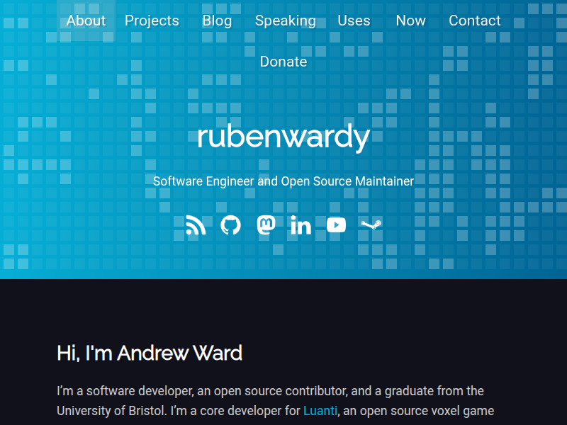 Screenshot of http://rubenwardy.com/