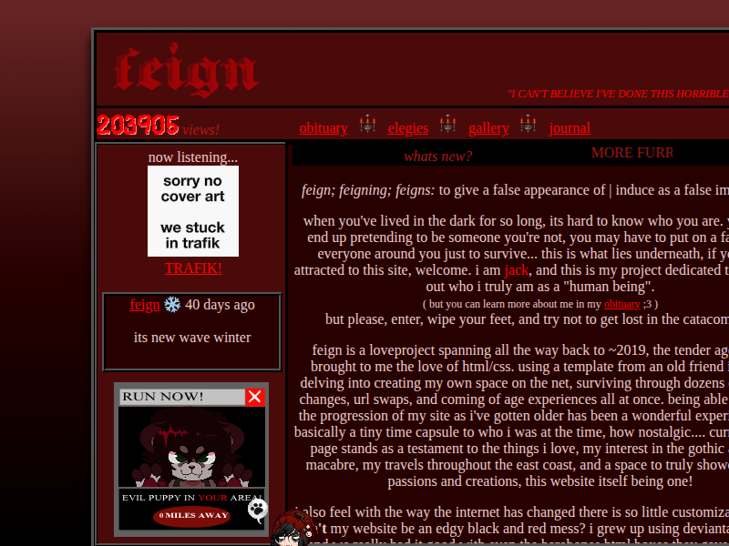 Screenshot of http://feign.neocities.org/