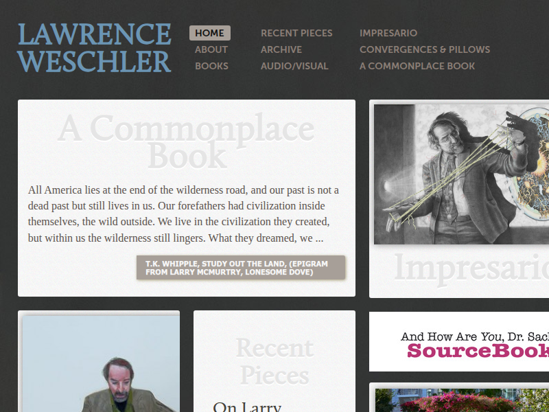 Screenshot of http://lawrenceweschler.com/
