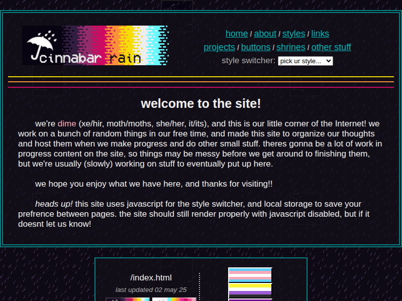 Screenshot of http://rainy.gay/