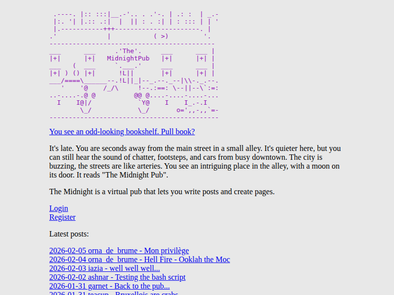 Screenshot of http://midnight.pub/