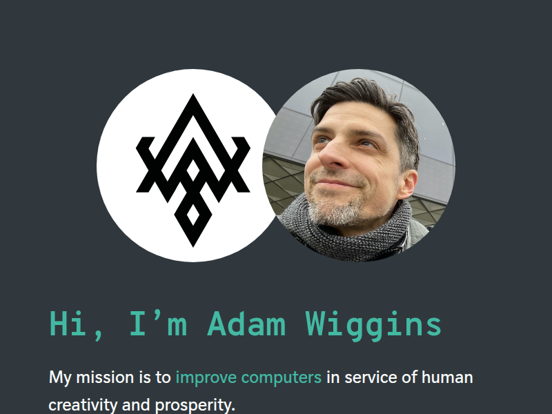 Screenshot of http://adamwiggins.com/